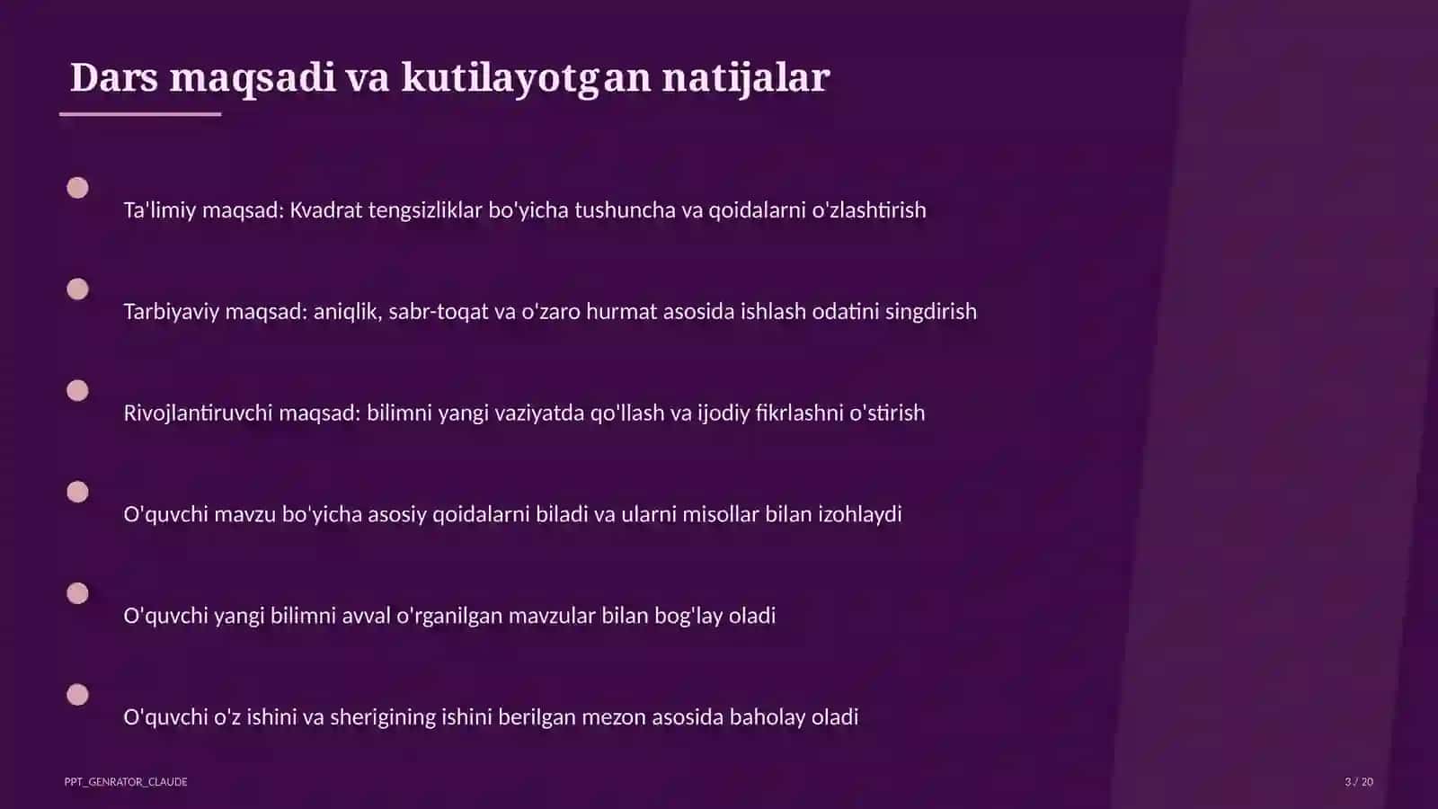 Kvadrat tengsizliklar (9-sinf) 3