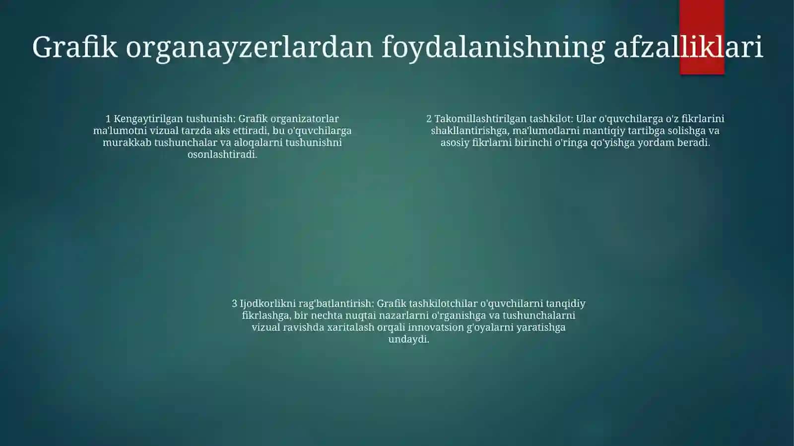 Innovatsion O'Qitishda Grafik Organayzerlar. Innovatsion Yondashuvda Aktdan Foydalanish 3