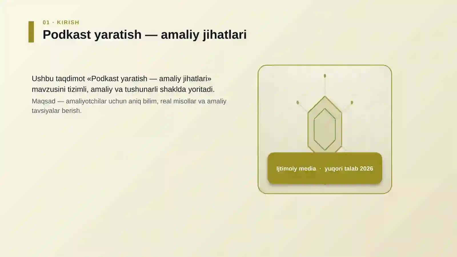 Podkast yaratish — amaliy jihatlari 3