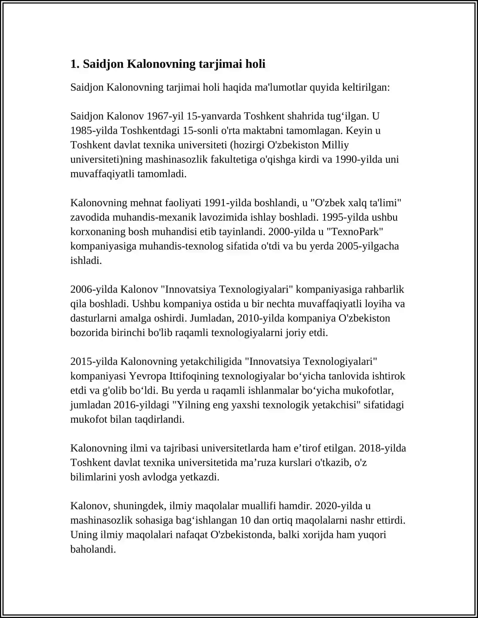 SAIDJON KALONOV XAYOTI VA IJODI 3