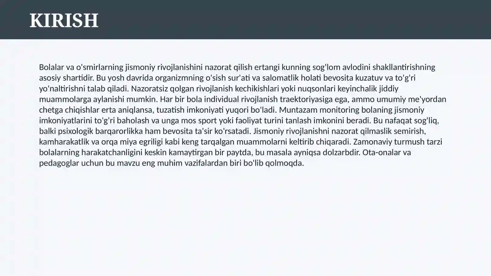 BOLALAR VA O’SMIRLARNING JISMONIY RIVOJLANISHINI NAZORAT QILISH 3