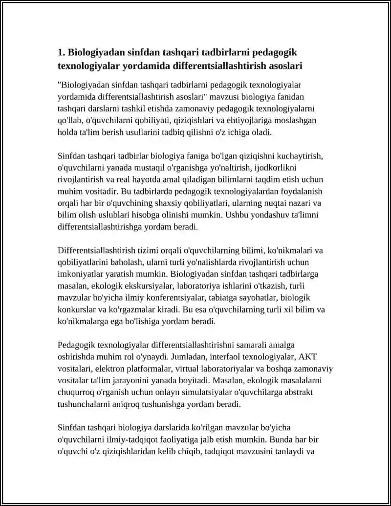 Biologiyadan sinfdan tashqari ishlar tashkil etish 3