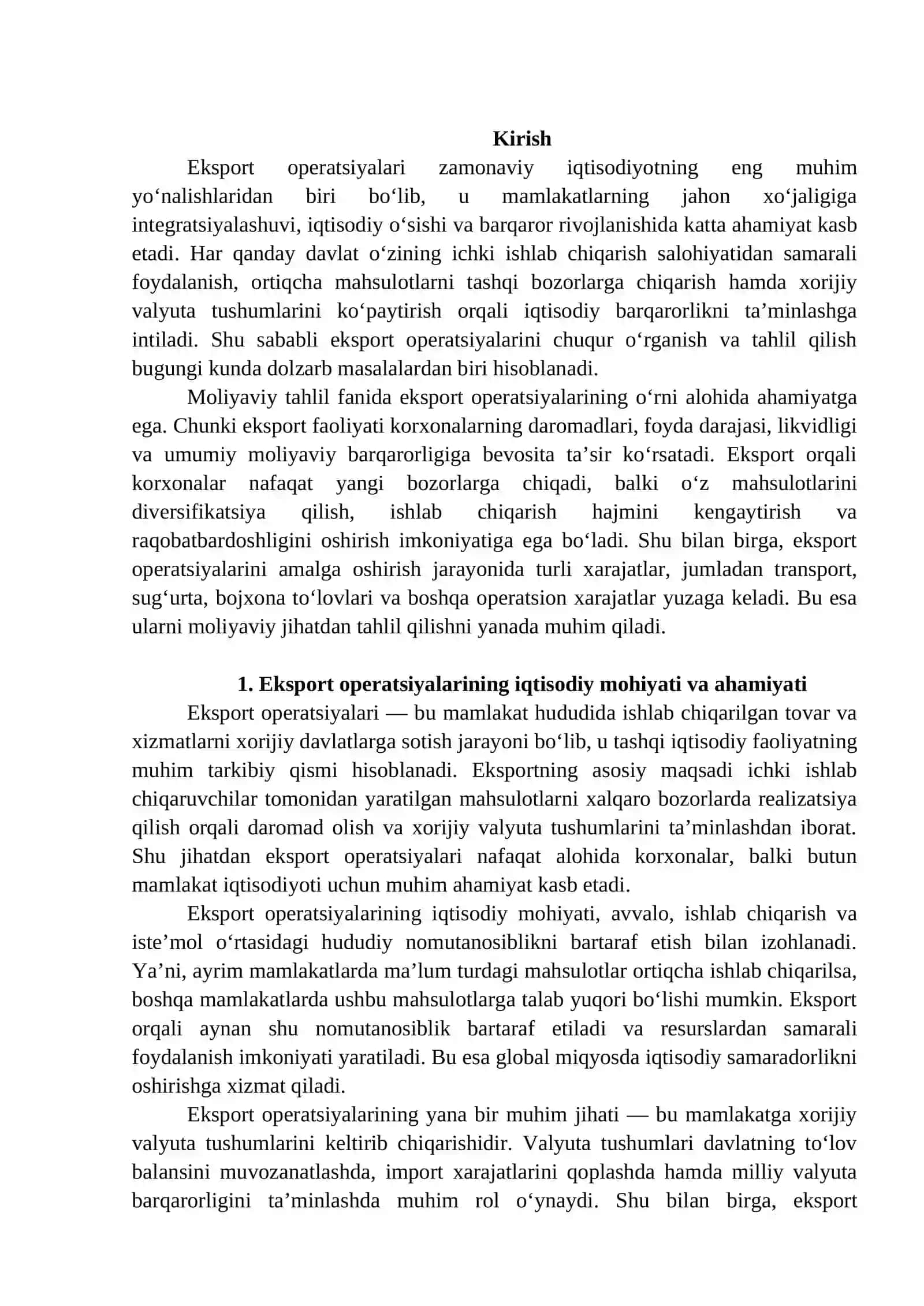 Eksport operatsiyalari tahlili 3