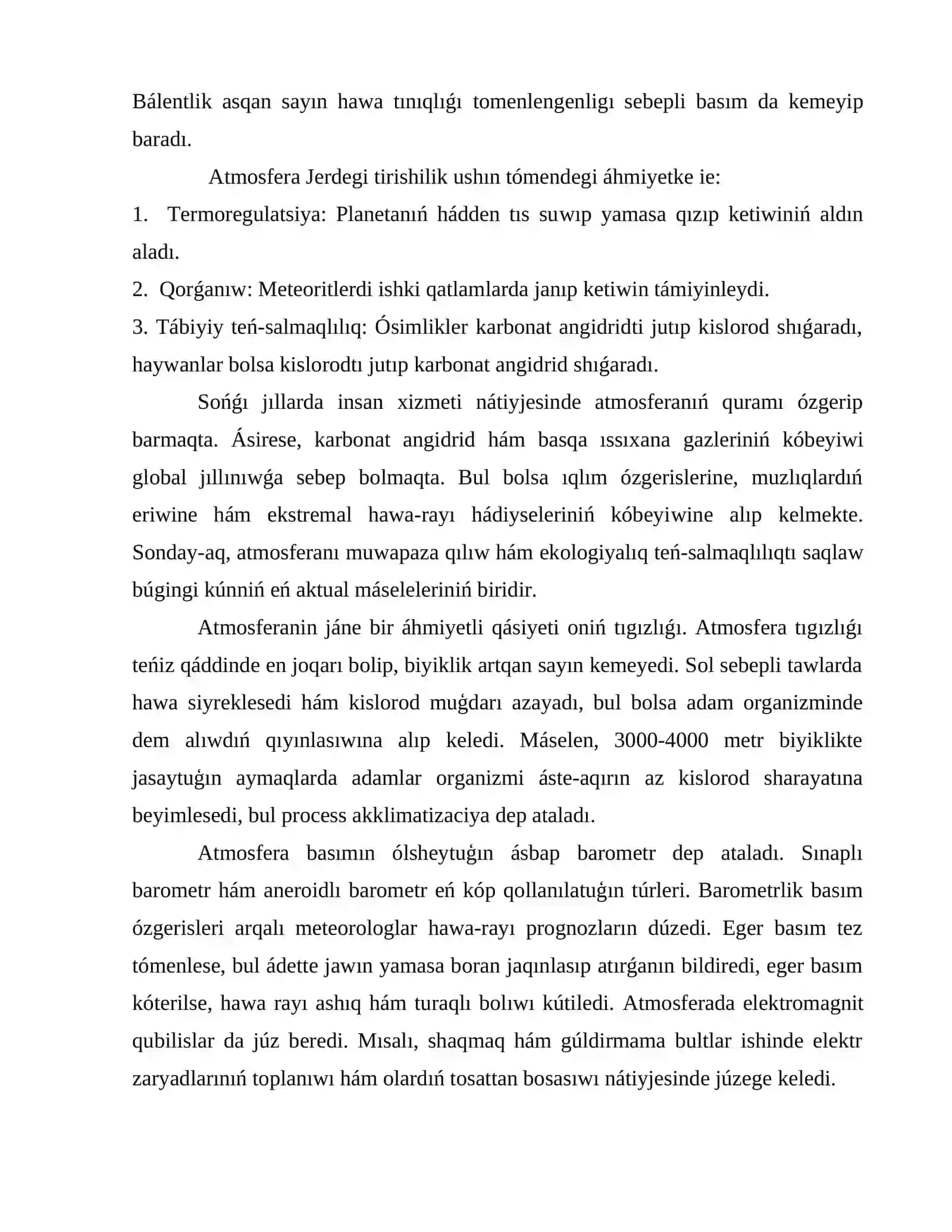 Atmosferanıń quramı hám basımı 3