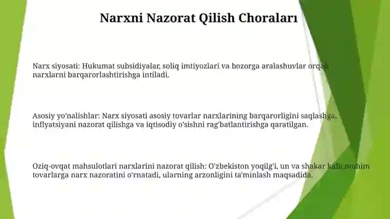 O'zbekistonda davlatning narx siyosati va uning asosiy yo'nalishlari 3