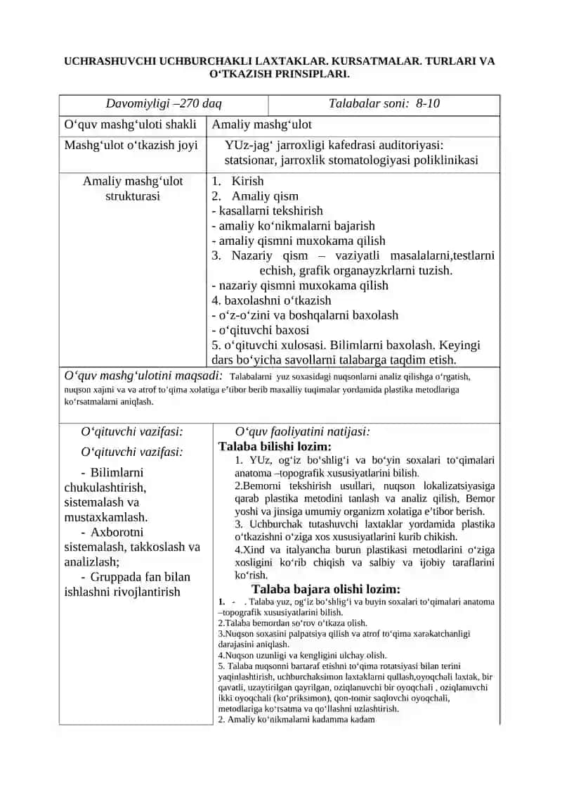 MAHALLIY TO‘QIMALAR BILAN PLASTIKA QILISH: LIMBERG UCHRASHUVCHI UCHBURCHAKLI LAXTAKLAR. KURSATMALAR. TURLARI VA O‘TKAZISH PRINSIPLARI 3