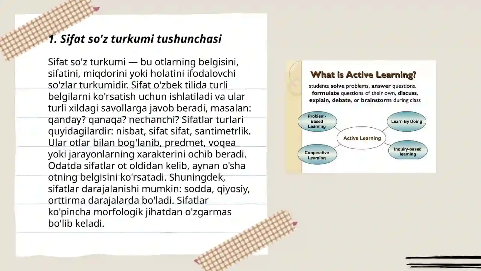 Sifat so'z turkumi o'rganish interfaol usuiiarini qo'llash 3