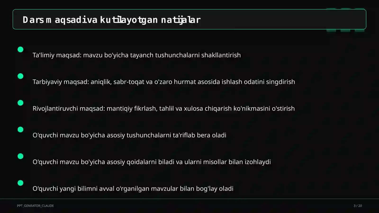 Dars rejasi 3