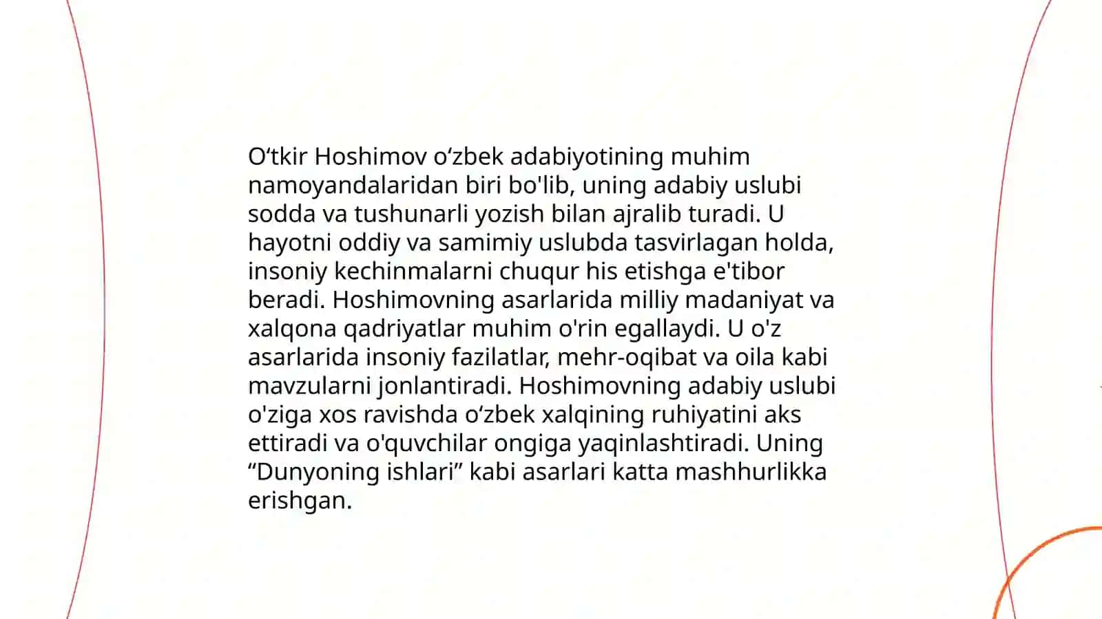 Oʻtkir Hoshimovning nur borki soya bor asariga taqriz 3
