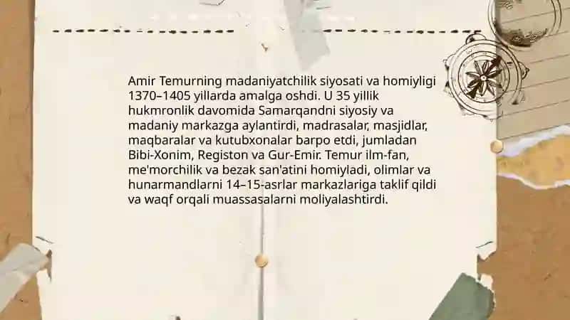 Amir Temur va Temuriylar davri madaniyati 3