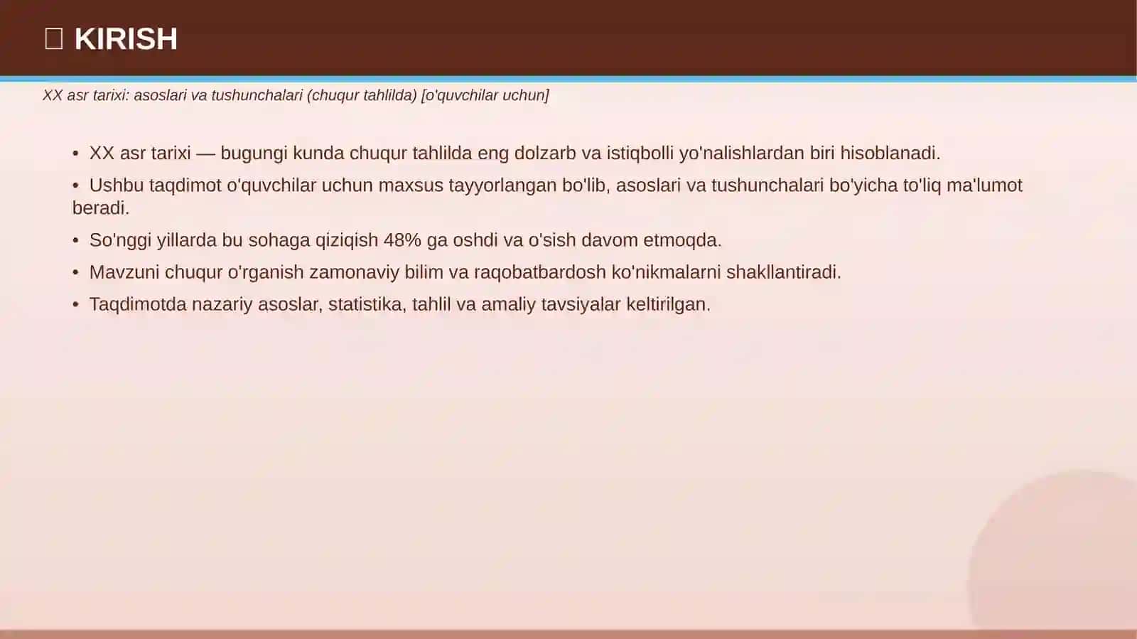 XX asr tarixi: Asoslari va tushunchalari 3