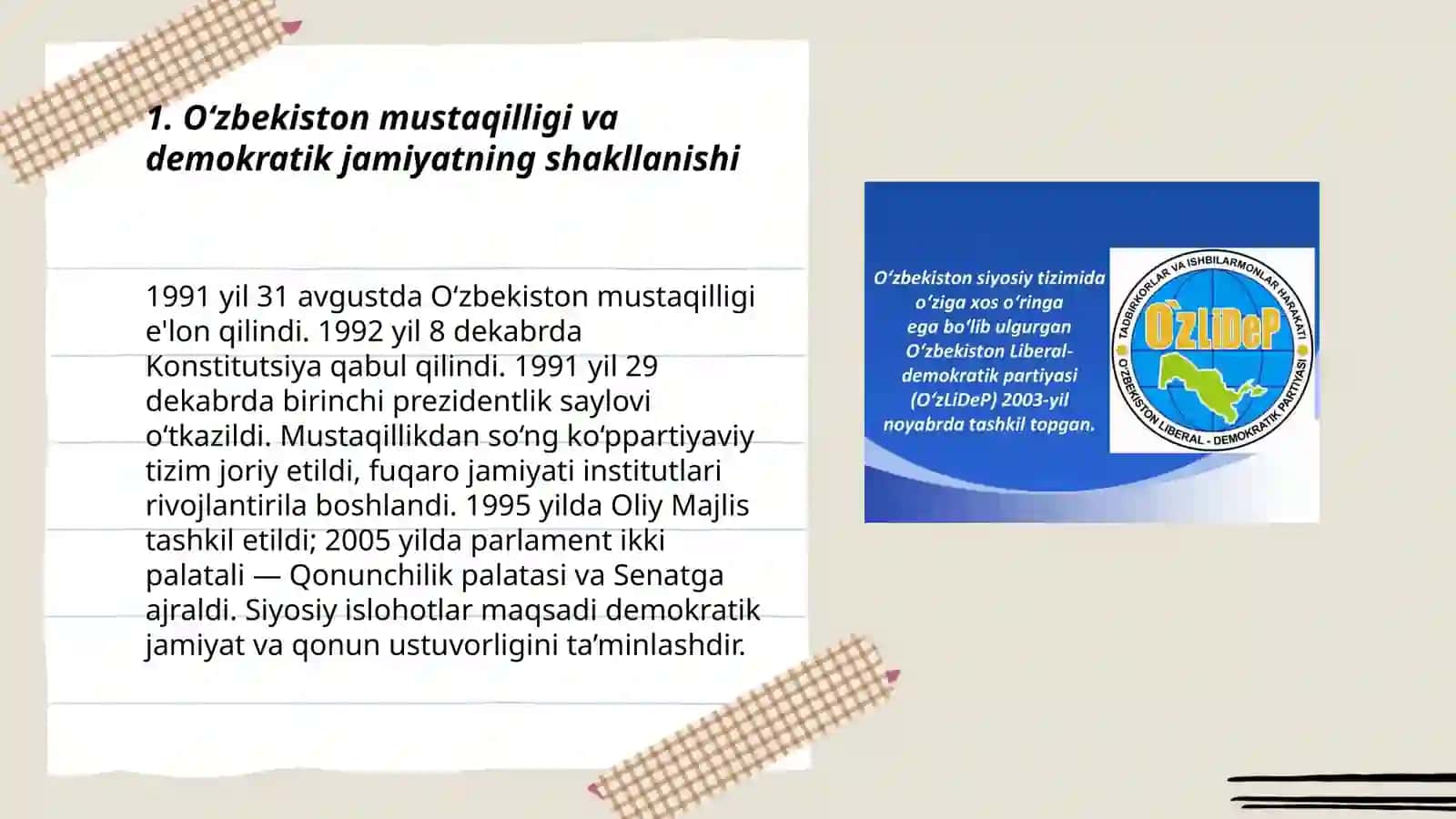 O‘zbekistonda Demokratik, Fuqorolik Jamiyati Asoslarining Shakllanishi 3