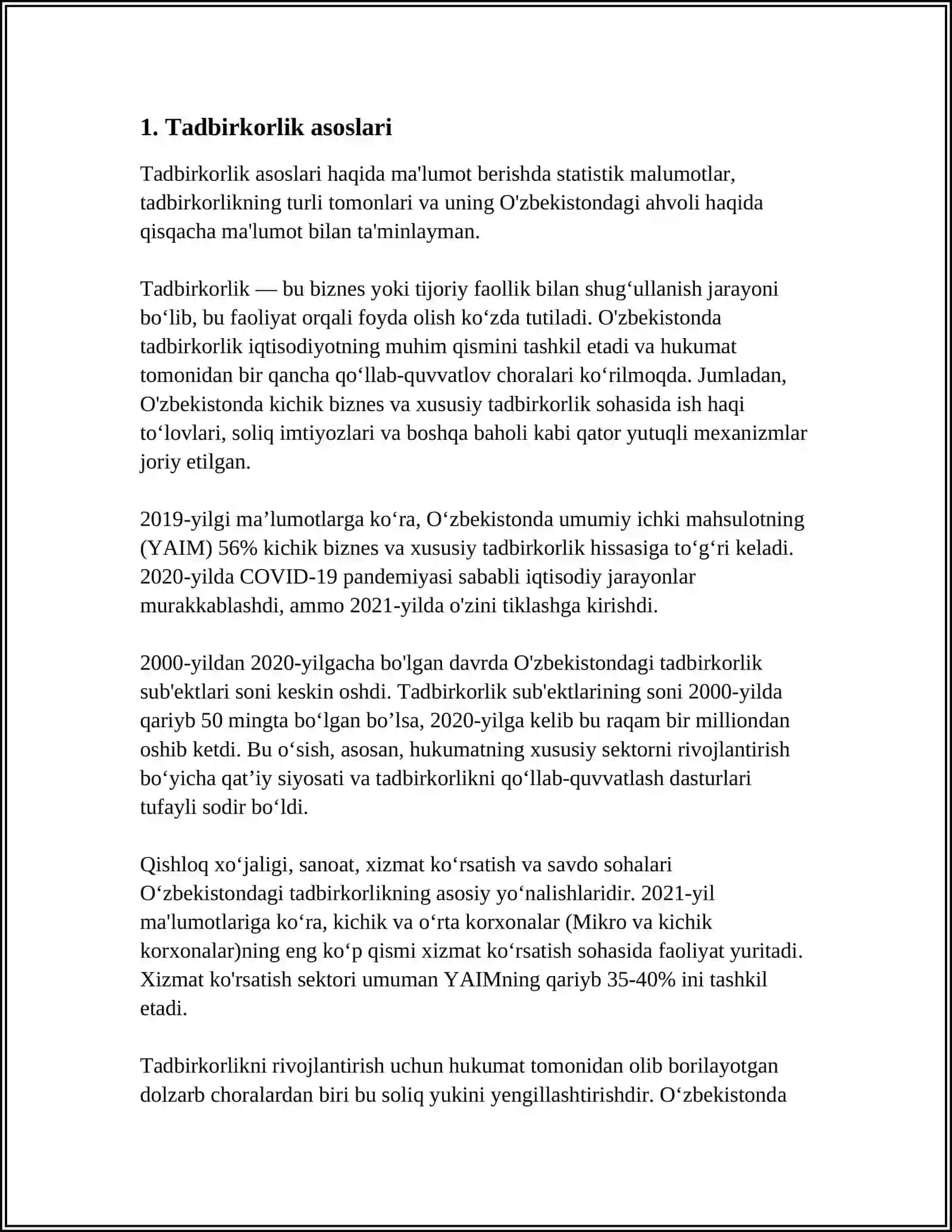TADBIRKORLIK FAOLIYATI VA TADBIRKORLIK KAPITALI 3