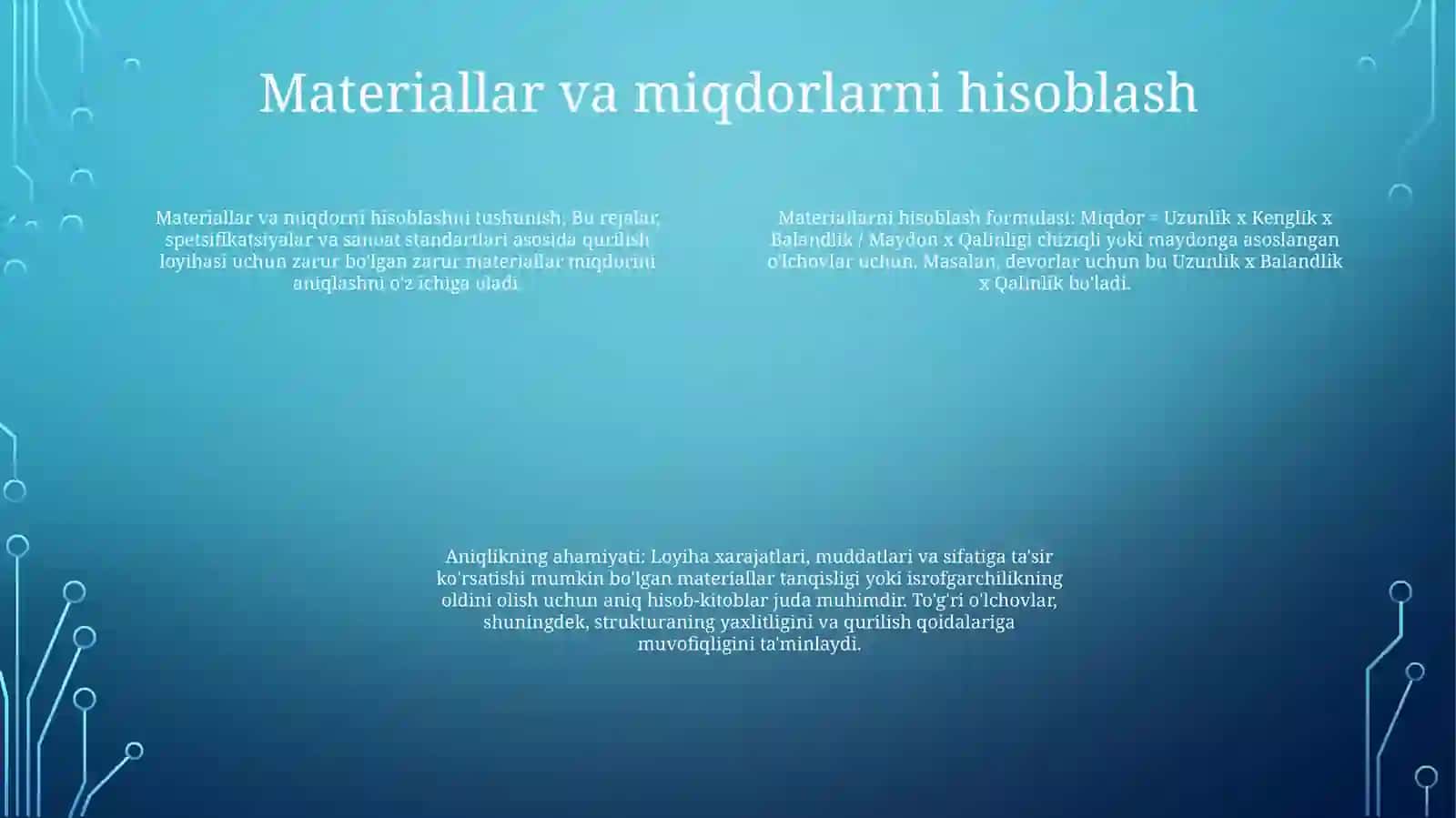 Inshoatlarni Xisoblash Tug‘Risida Tushuncha 3