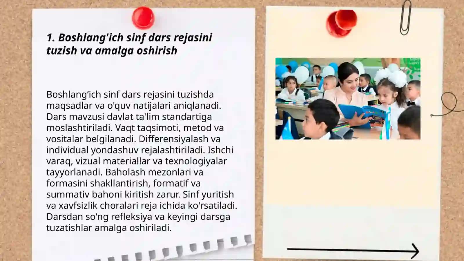 Boshlang'ich sinf dars rejasini tuzish 3