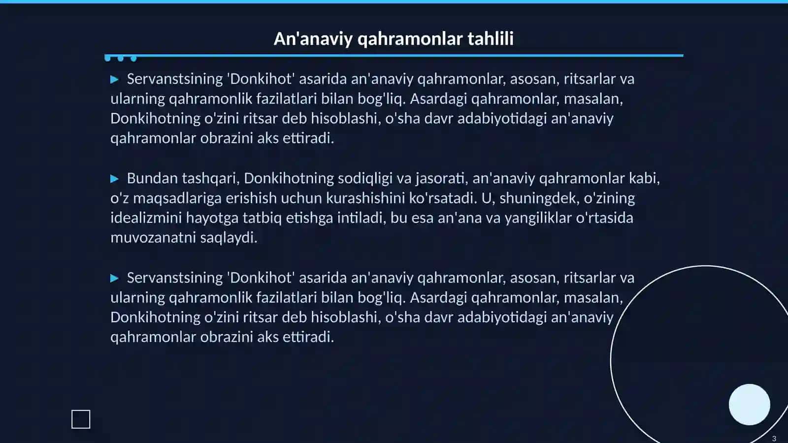 Servanstsining Donkihot asarida an'ana va yangiliklari 3