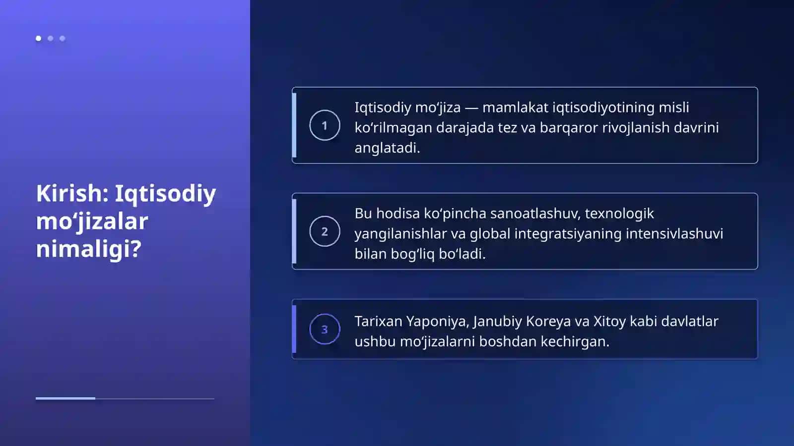 Jahon xoʻjaligida yuzaga kelgan iqtisodiy moʻjizalar va ularning jahon iqtisodiyotiga taʼsiri. 3