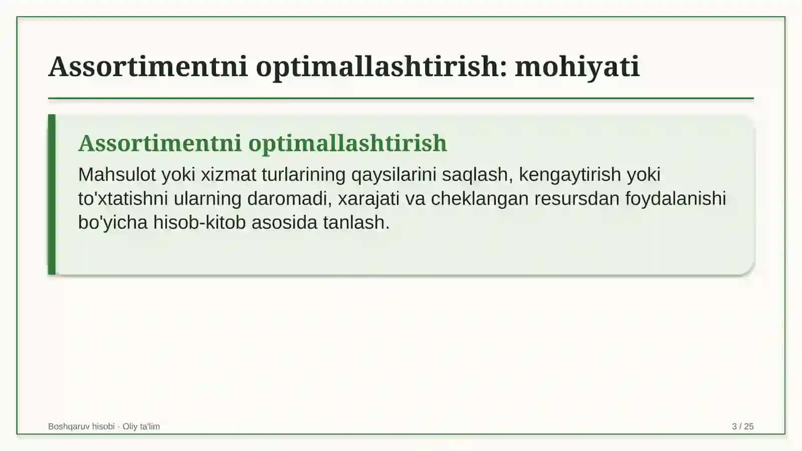 oziq ovqat sanoatida mahsulot assortimentini optimallashtirish 4636 3