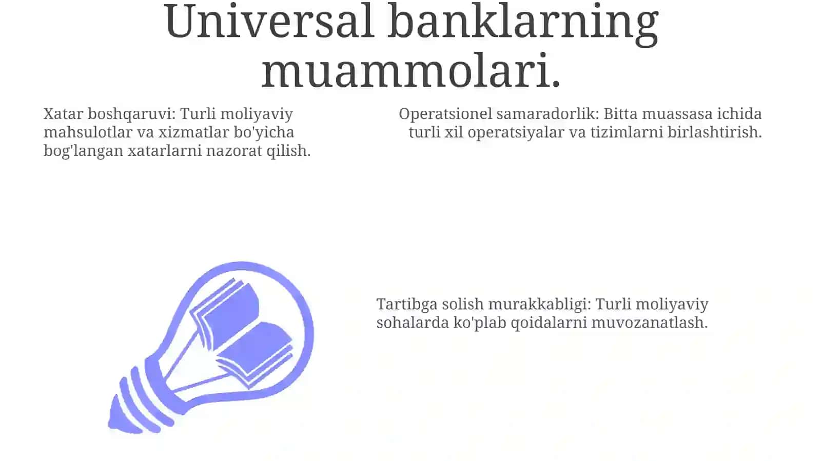 Univarsal va ixtisoslashtirilgan tijorat banklari 3