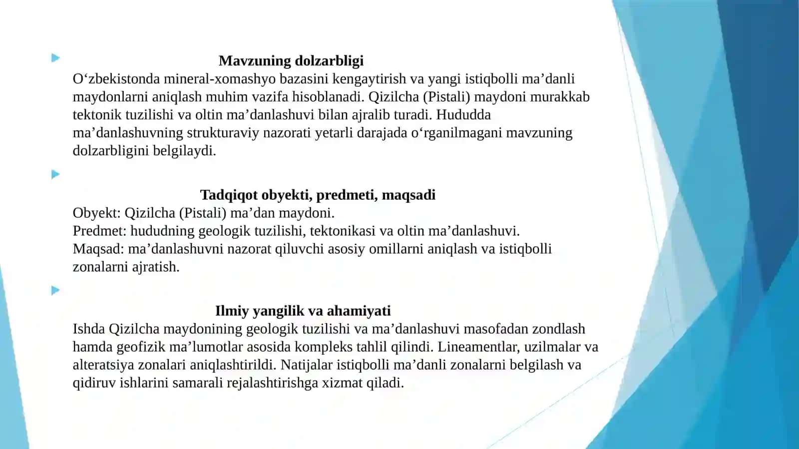 Qizilcha maydonining geologik-tektonik tuzilishi va madanlashuvi (yerni masofadan zondlash usullari yordamida) 3