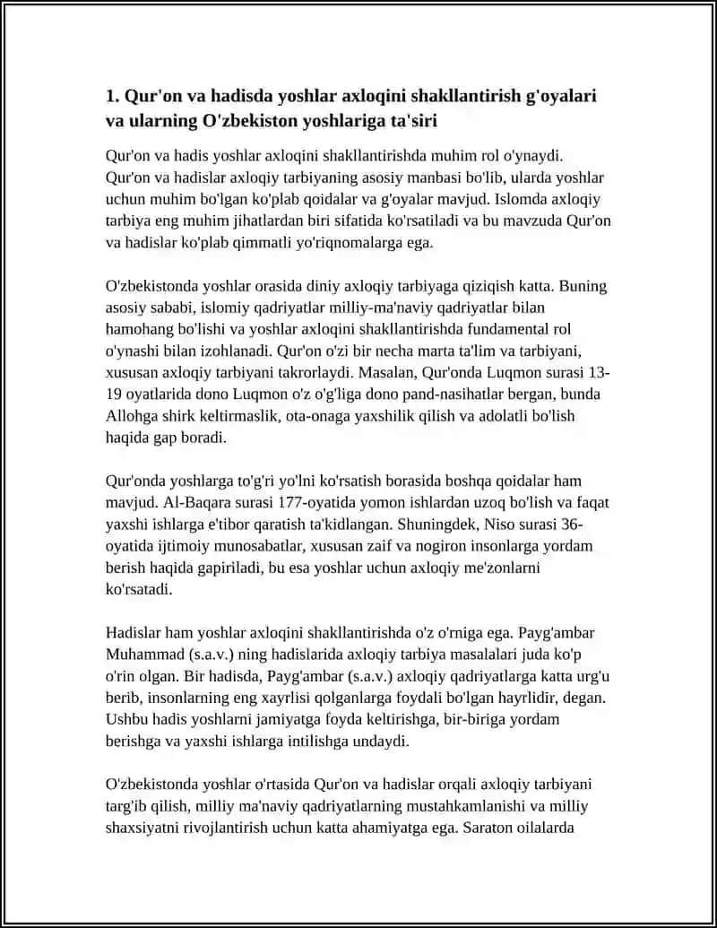 O'ZBEKISTON YOSHLARINING DINIY MANBALARDAGI AXLOQIY TARBIYAGA OID G'OYALARNI O'RGANISHNING AHAMIYATI 3