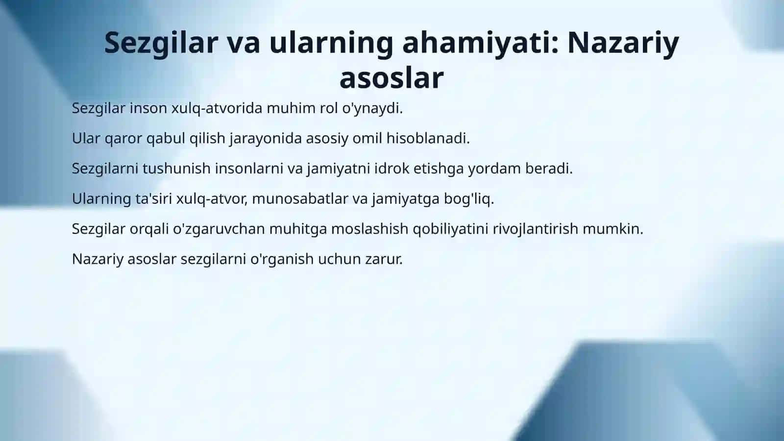 Sezgi lar klasifikasi va sezgilarning o'zgaruvchan shakli 3
