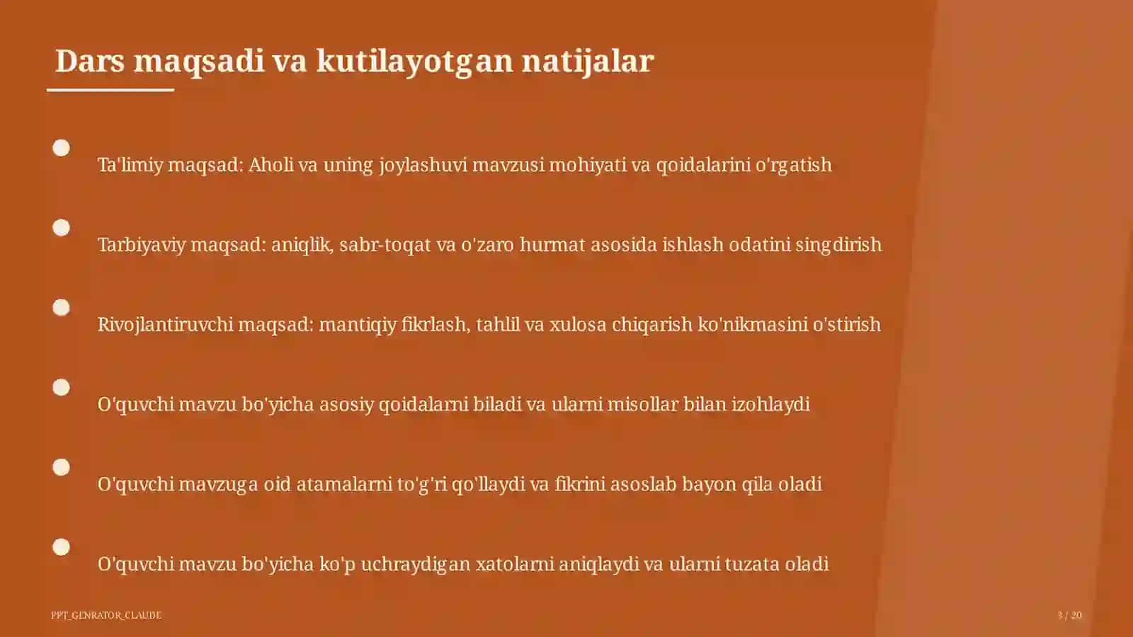 Aholi va uning joylashuvi (6-sinf) 3