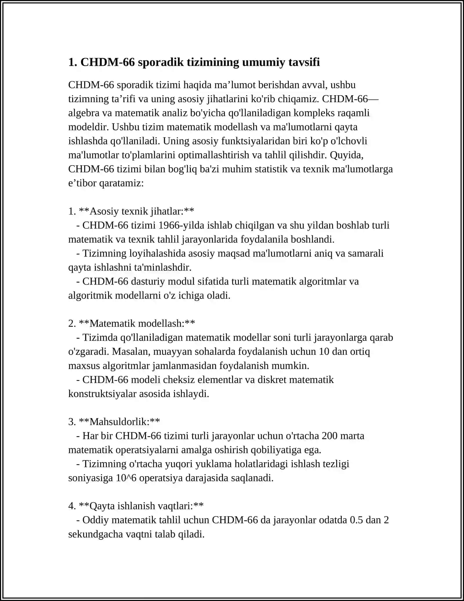 CHDM-66 SPORADIK TIZIMIDA URKS ISHINI TAHLIL QILISH 3