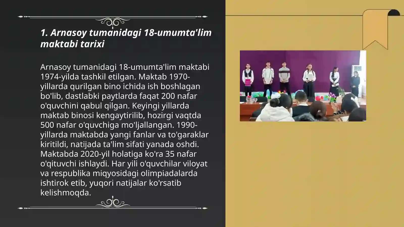 Arnasoy tumani 18-umumta'lim maktabi faoliyati haqida 3