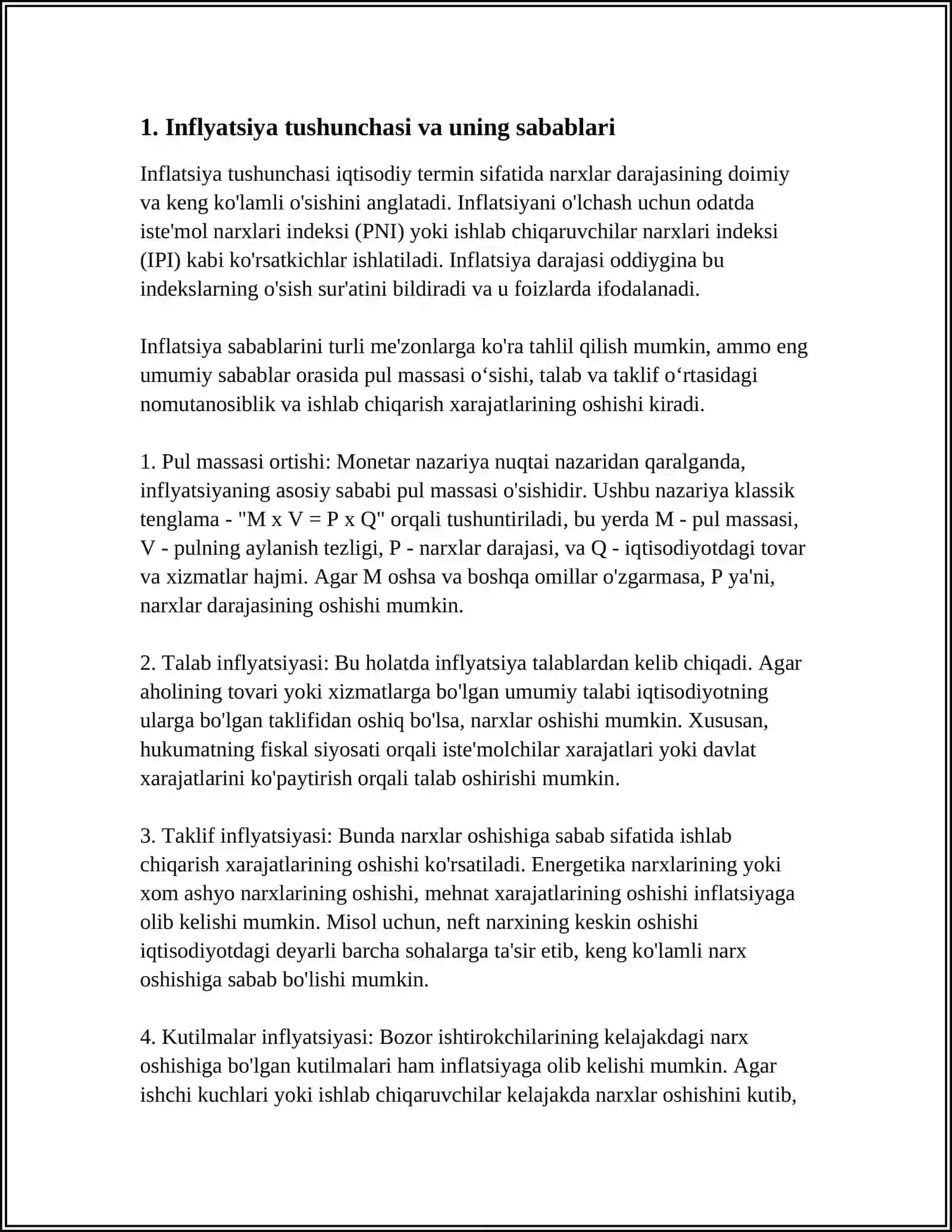 IQTISODIYOTDAGI INFLYATSIYA VA DEFLYATSIYA BO'SHLIQLARI 3