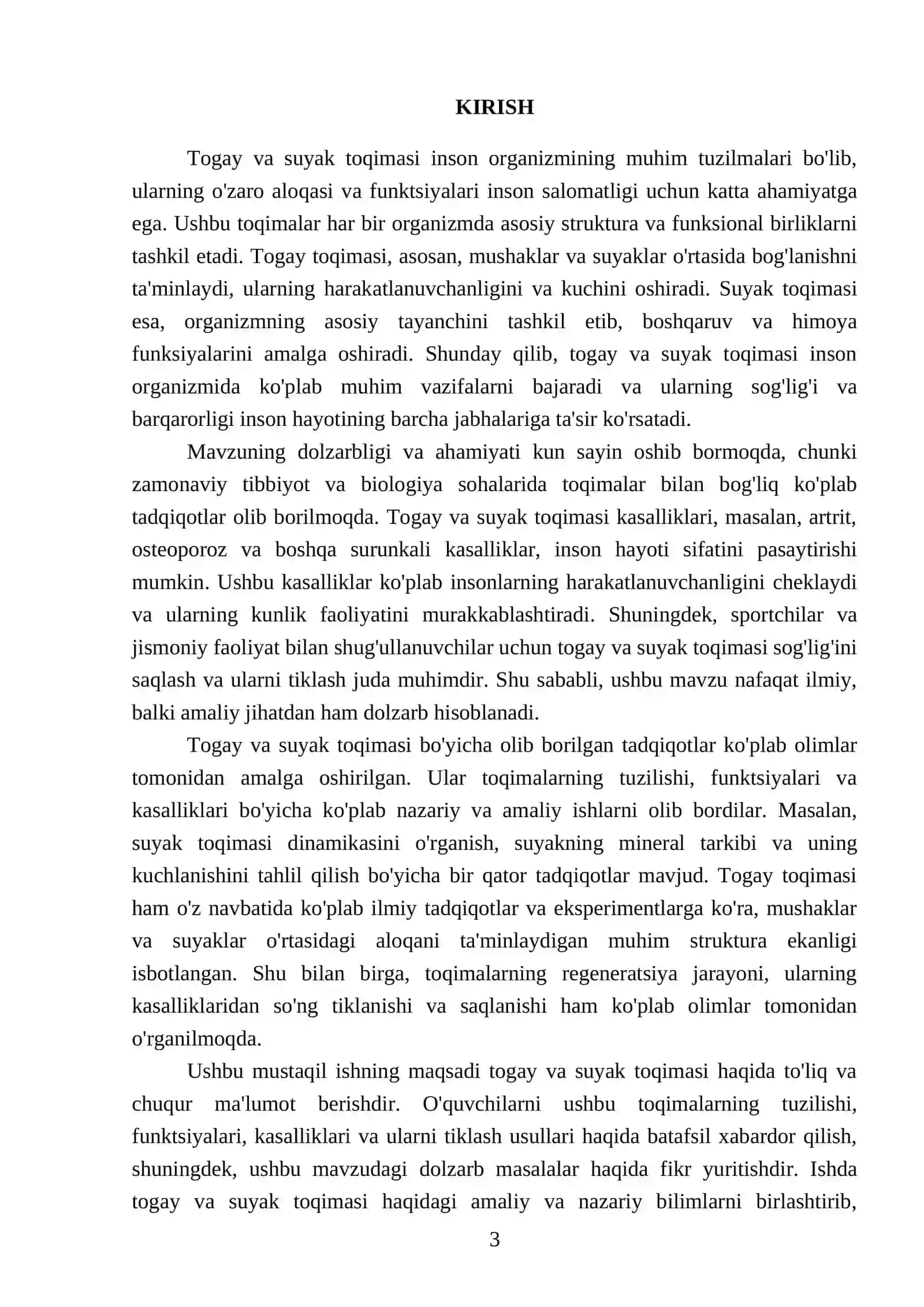 Togay va suyak toqimasi 3