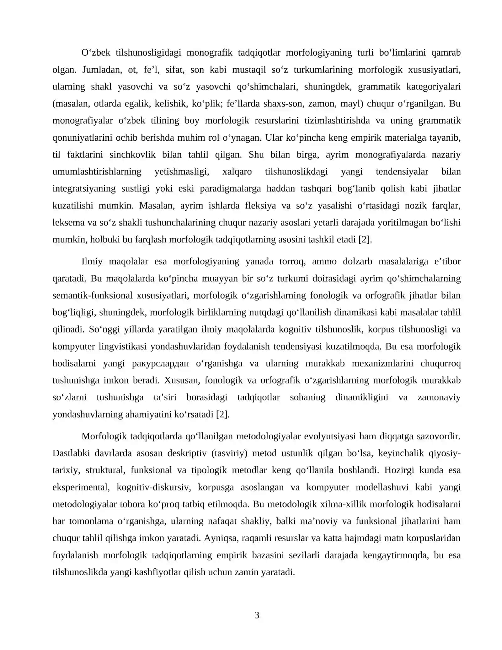 Morfologiyaga oid monografiya va ilmiy maqolalarni tahlil qilish 3