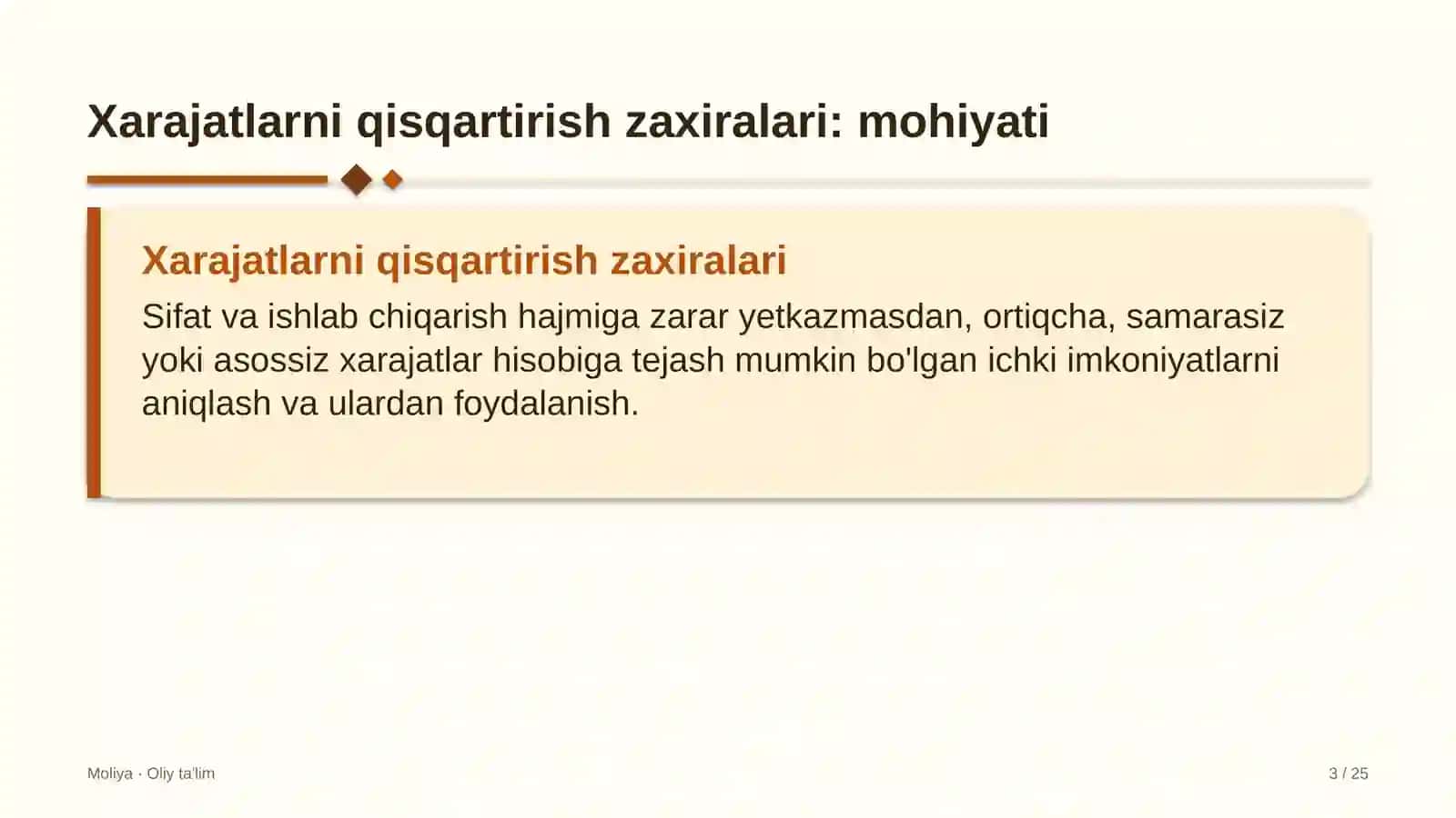 Davlat qo'mitalarida xarajatlarni qisqartirish zaxiralari 3
