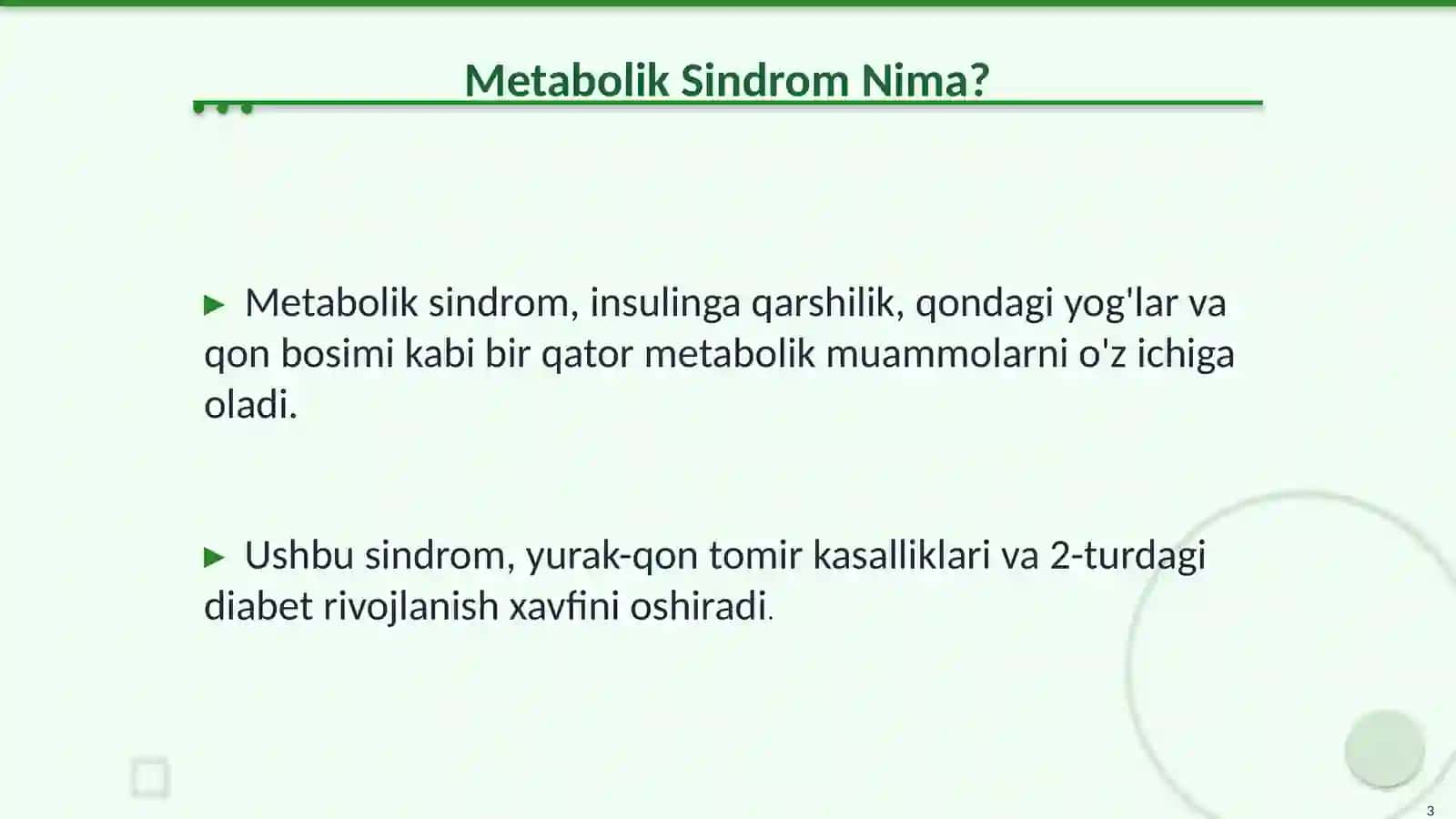 Metabolik Sindrom: Biokimyoviy Asoslar va Asoratlar 3