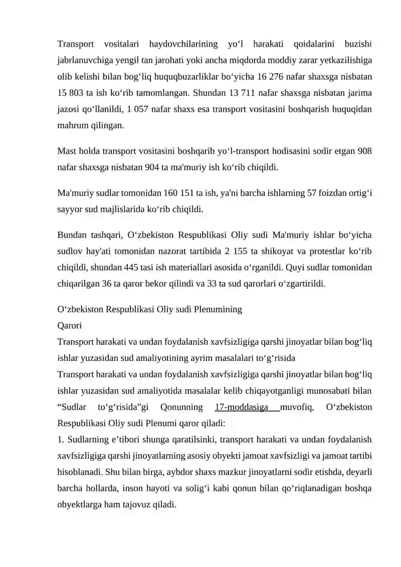 UMUMAN TRANSPORT SOHASI BILAN BOG‘LIQ HUQUQBUZARLIKLAR UCHUN MA’MURIY JAVOBGARLIK 3