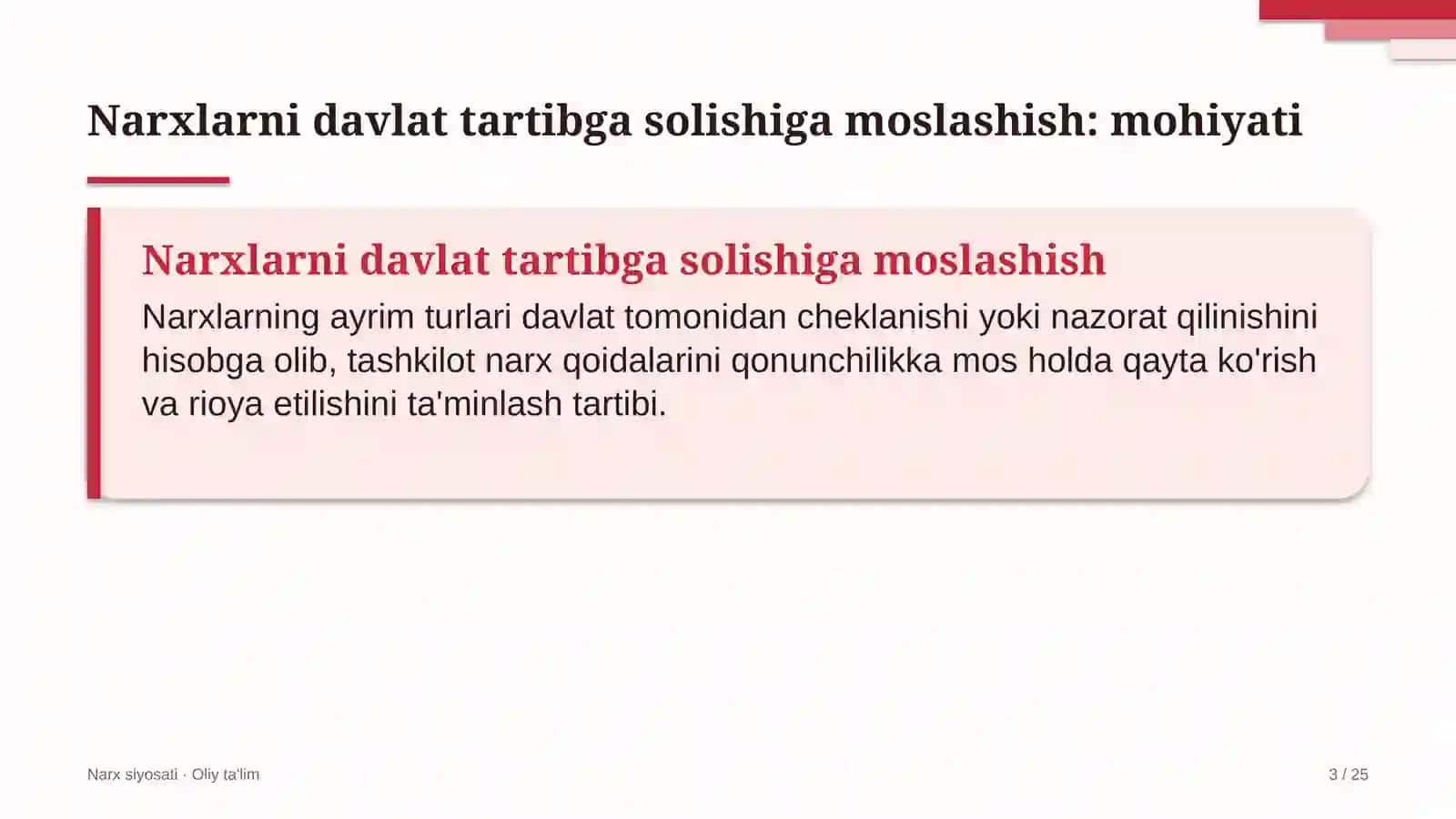Chinni-fayans sanoatida narxlarni davlat tomonidan tartibga solishga moslashish 3