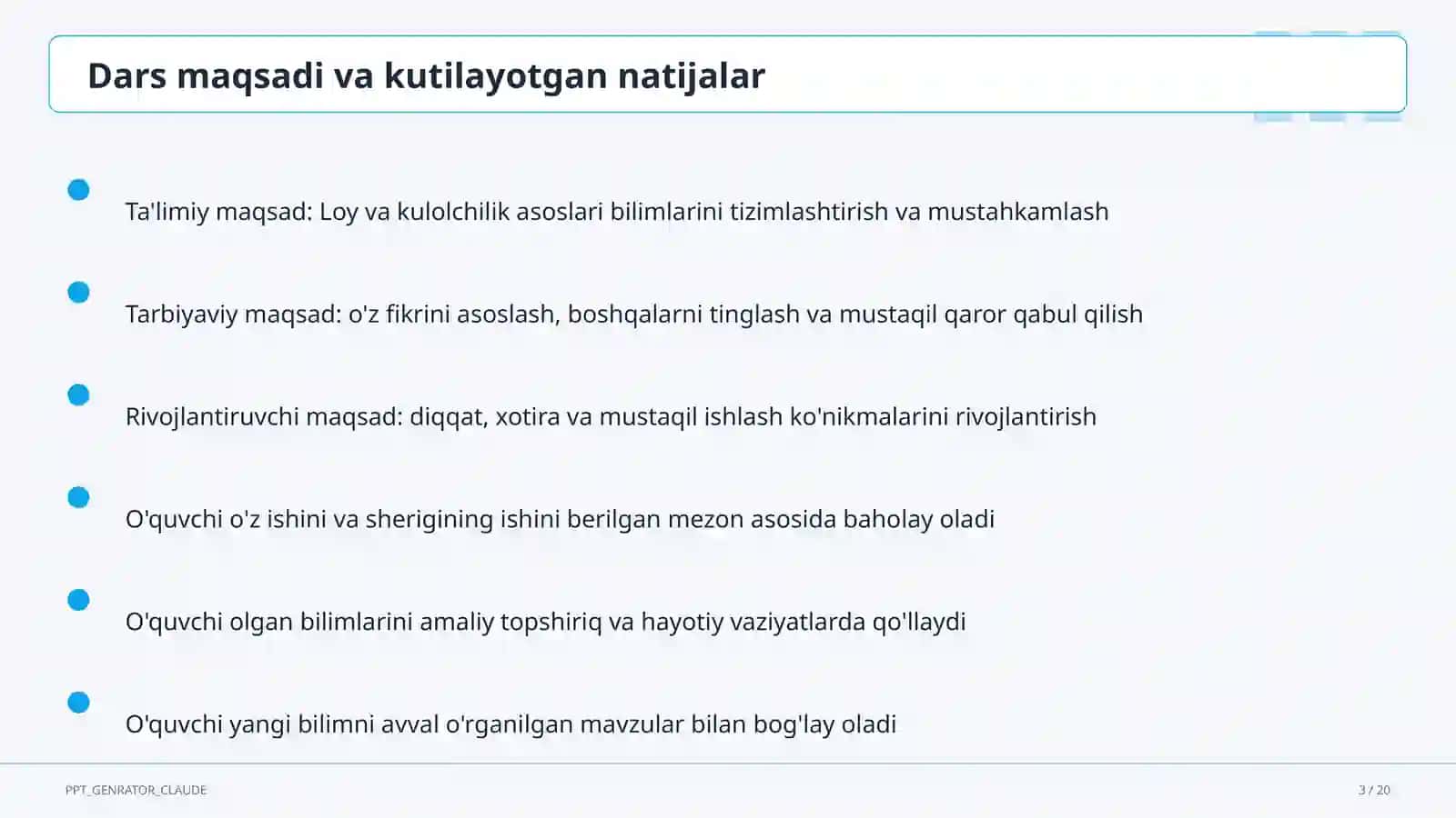 Loy va kulolchilik asoslari (4-sinf) 3