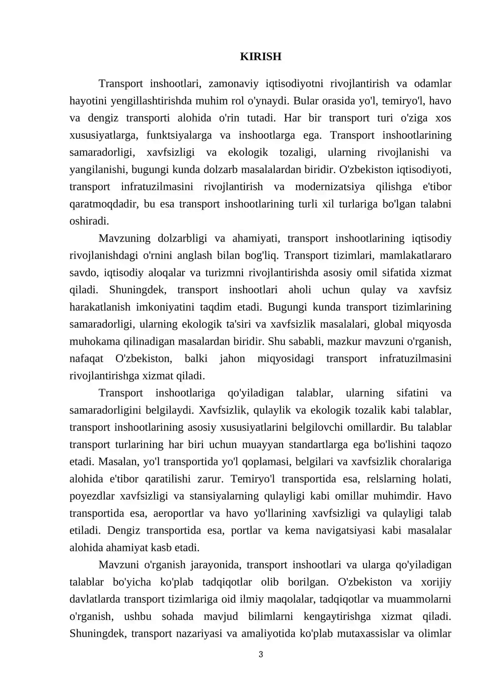 Transport inshootlarining turlari va ularga qoʻyilgan talablar 3