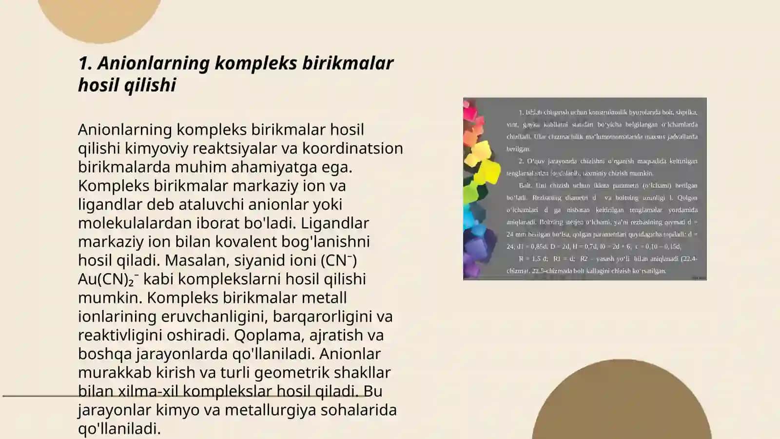 Anionlar tahlilida kompleks birikmalar va organik reagentlar ahamiyati 3