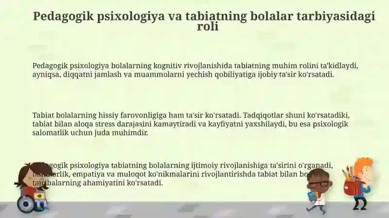 Pedagog psixologlarning bola tarbiyasida tabiatning ahamiyati haqidagi taʼlimotlari 3