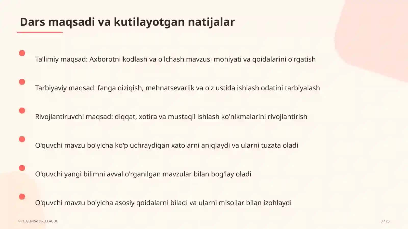 Axborotni kodlash va o'lchash (7-sinf) 3