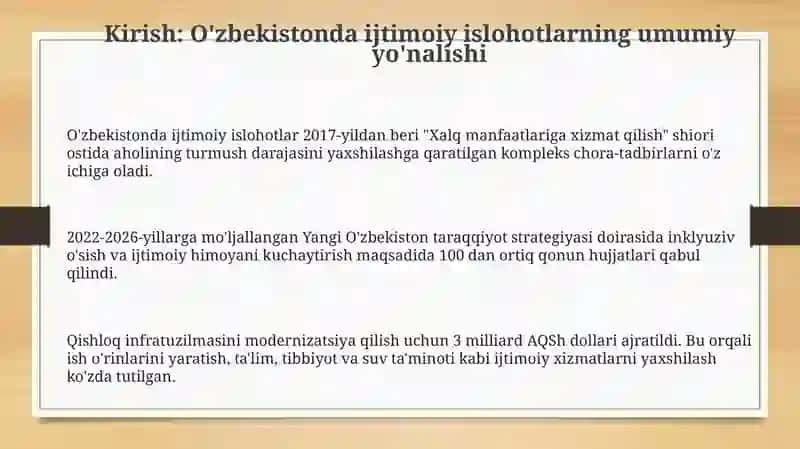 O'zbekistonda ijtimoiy islohotlarning umumiy yo'nalishi 3