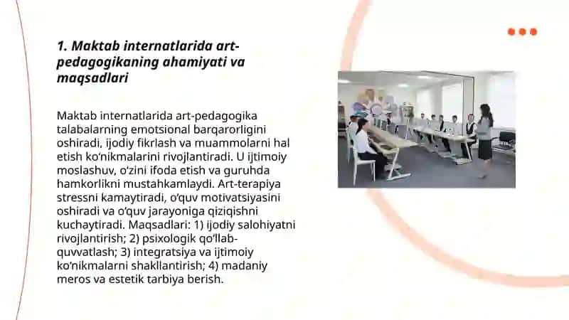 Bolalar maktab internatlarida art pedagokikadan foydalanish 3