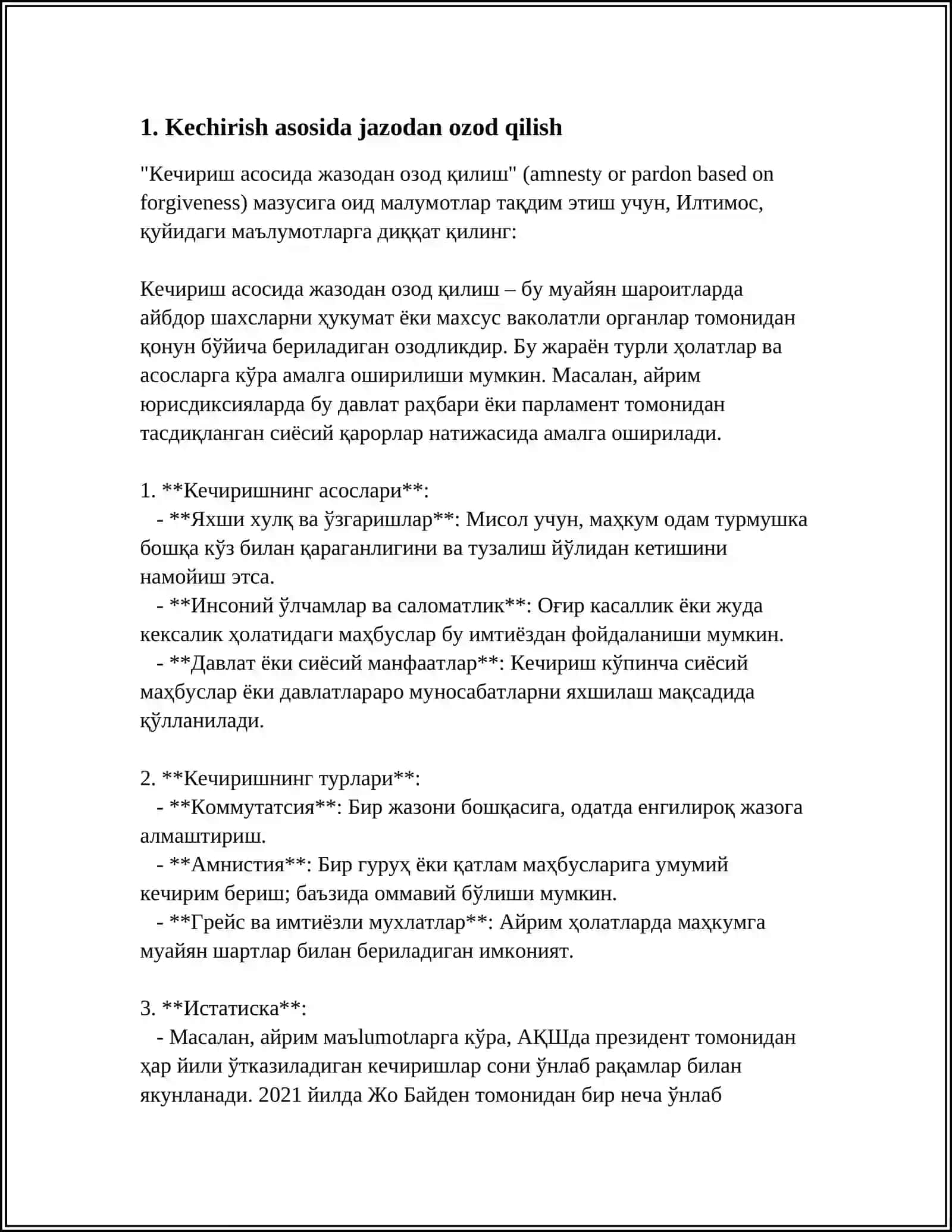 OʻZBEKISTON RESPUBLIKASI JINOYAT KODEKSI TARKIBIDAGI JAZODAN OZOD QILISH 3