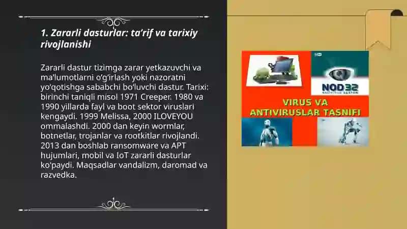 Zararli dasturiy vositalarni klassifikatsiyasi va himoya usullari 3