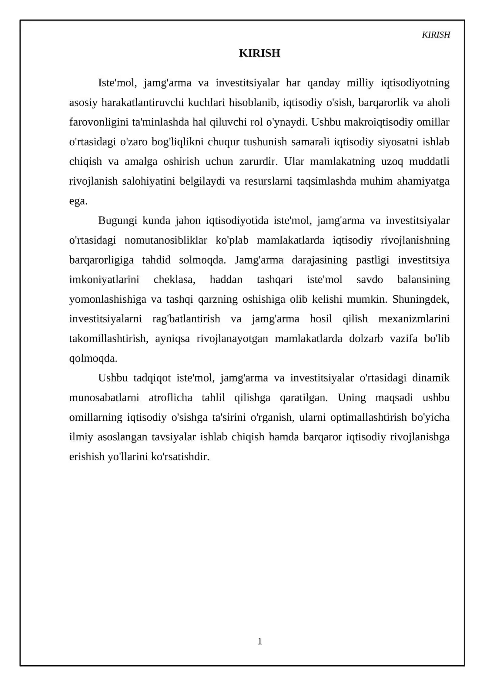 Iste'mol jamg'arma va investitsiyalar 3