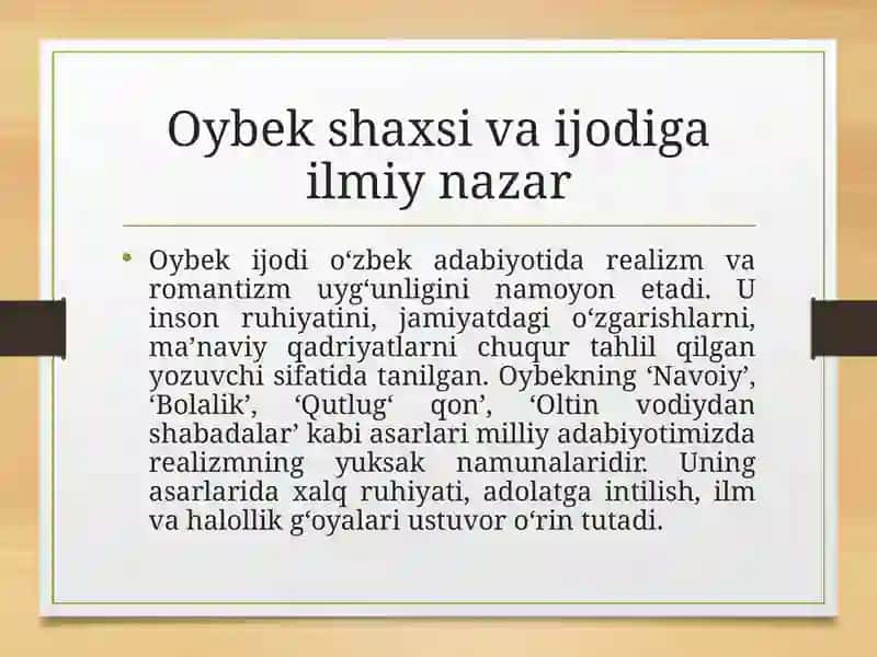 Oybekning “Bolalik” asari tahlili 3