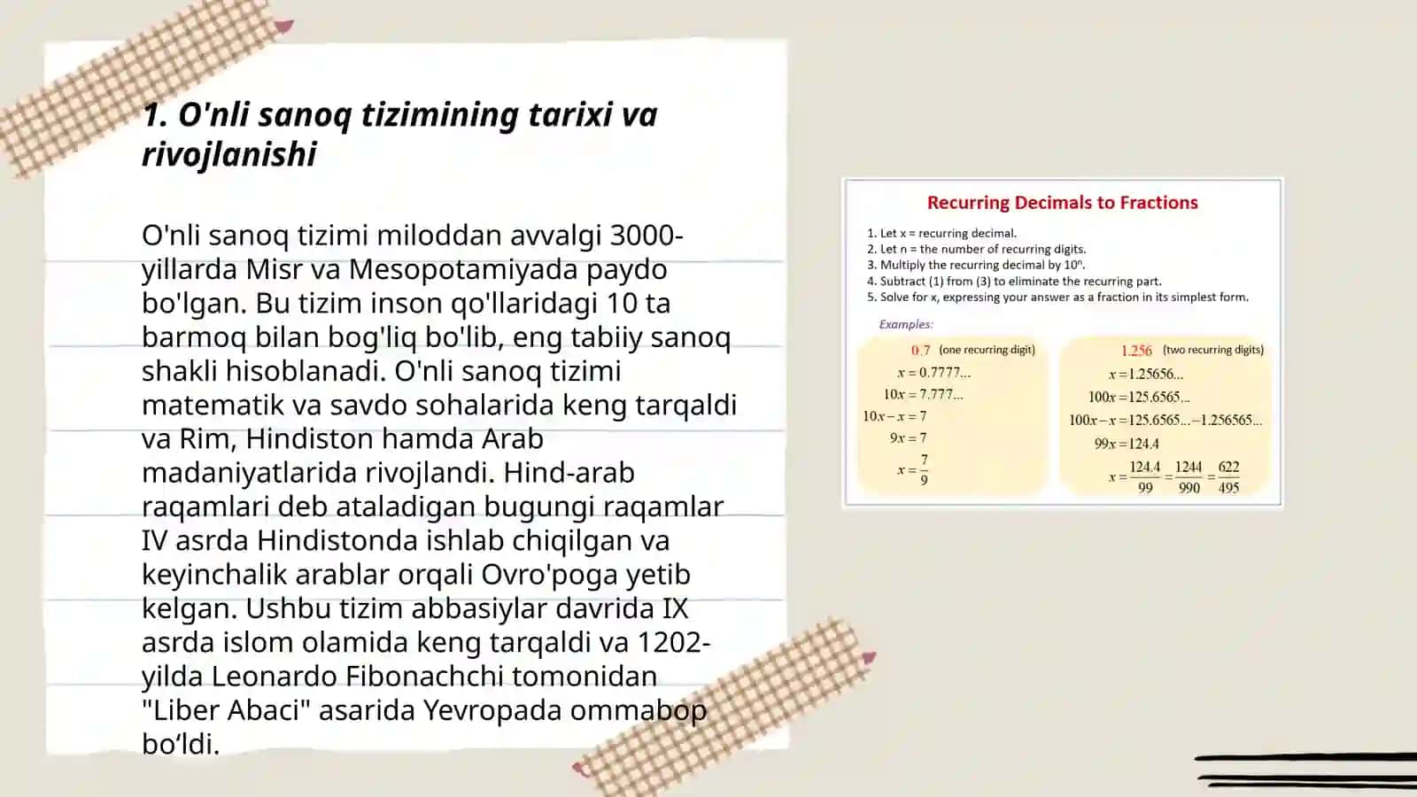 O'nli sanoq sistemasi va kasrlarni o'qitish metodikasi 3