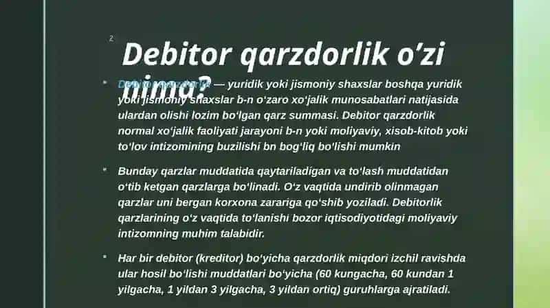 Debitorlik qarzlarini boshqarish darajatini oshirish 3