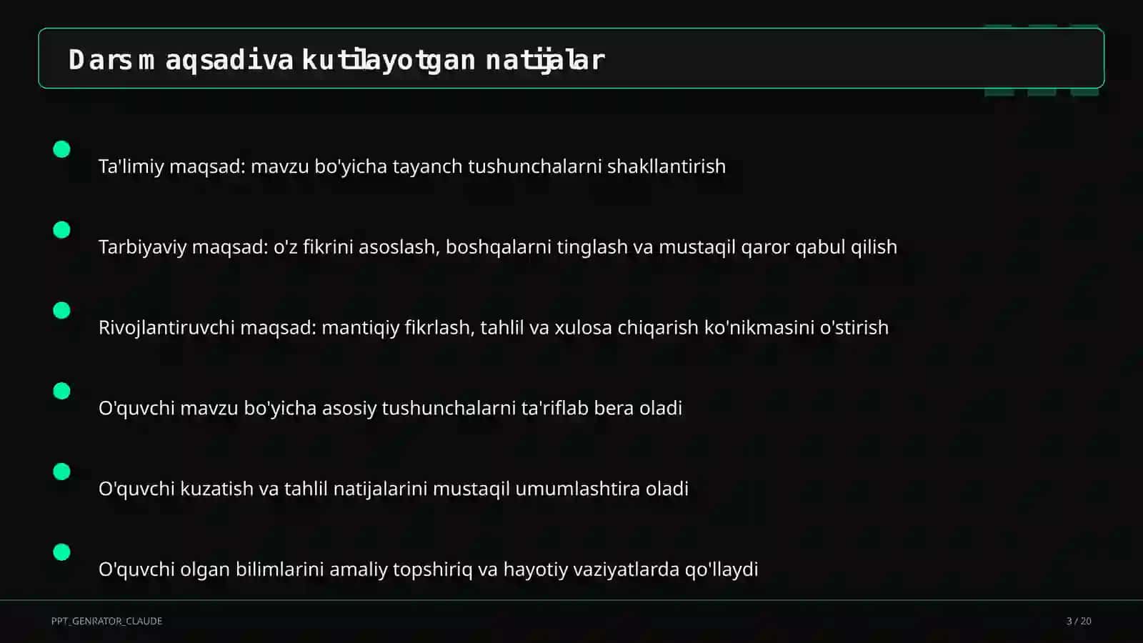 Zamonaviy dars ishlanmasi 3